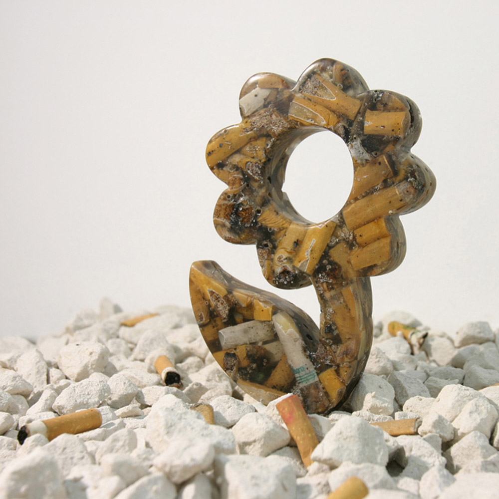 A Cigaflora pseudo-botanical sculpture made from cigarette waste